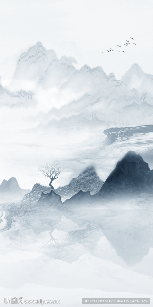 意境新山水玄关无框新画 