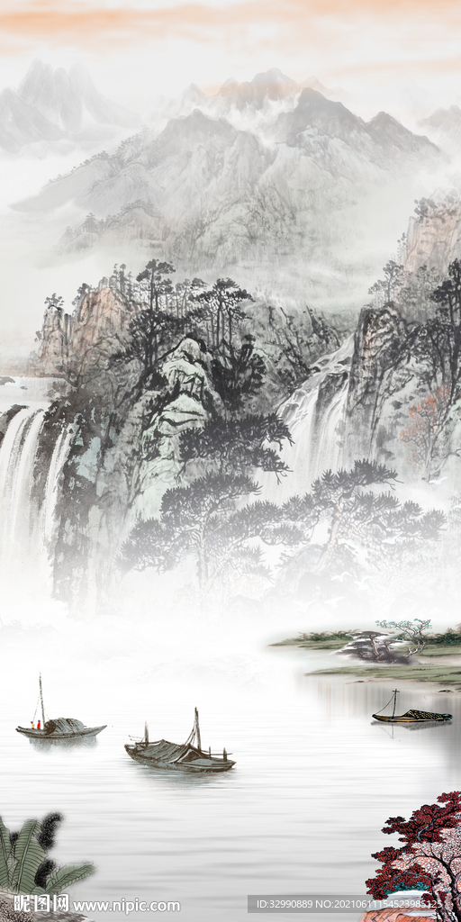 国画山水玄关画新画 