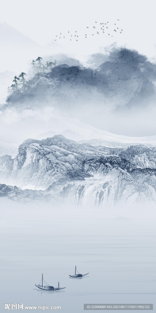 高档 新山水玄关画 无框新画 