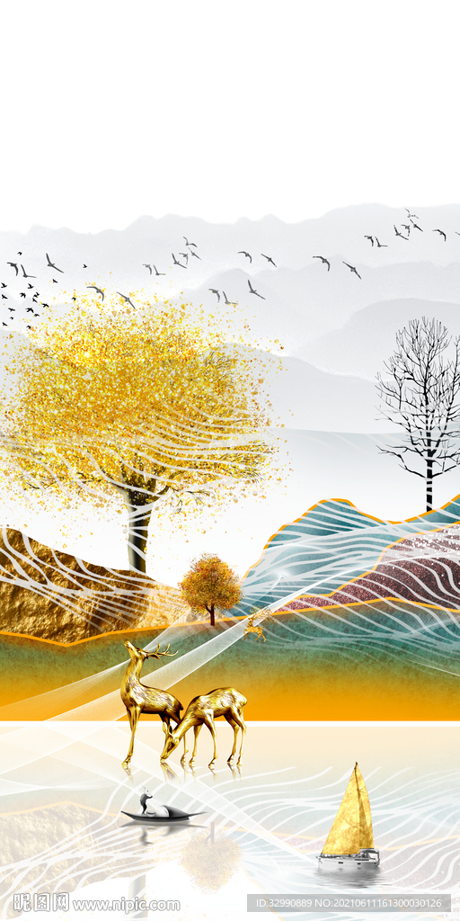 最新玄关山水画 TIF分层