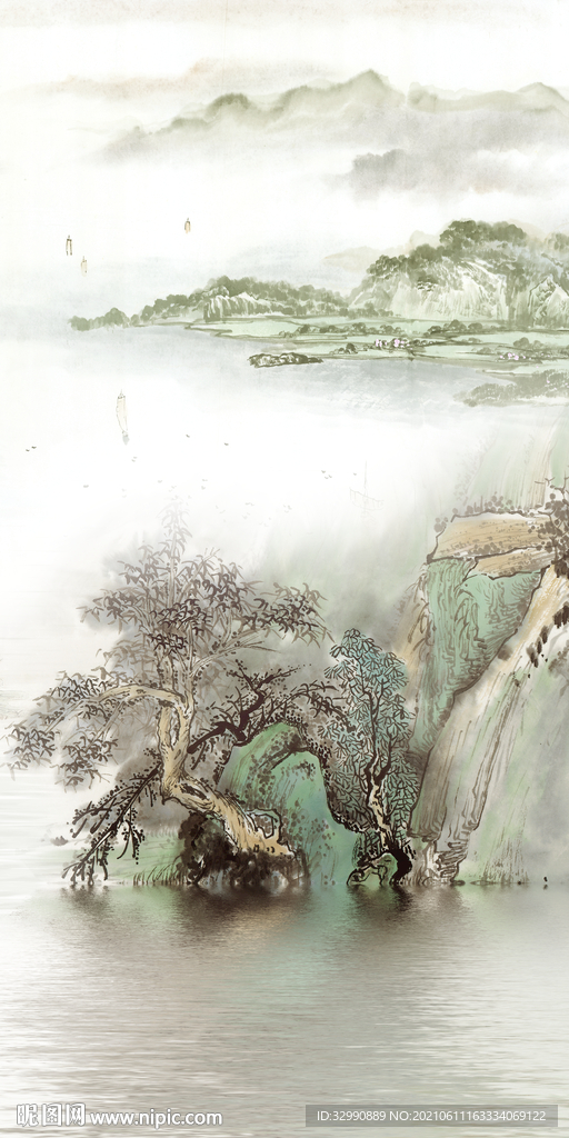 中国风玄关山水新画