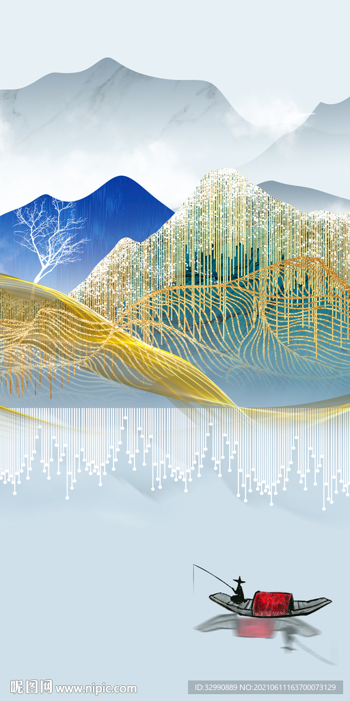 玄关画山水画 TIF分层