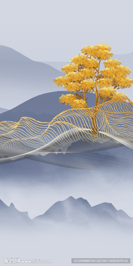 中式玄关山水新画