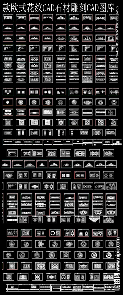欧式花纹CAD石材雕刻CAD图