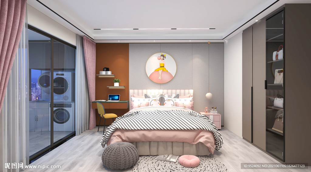 儿童房背景图衣柜