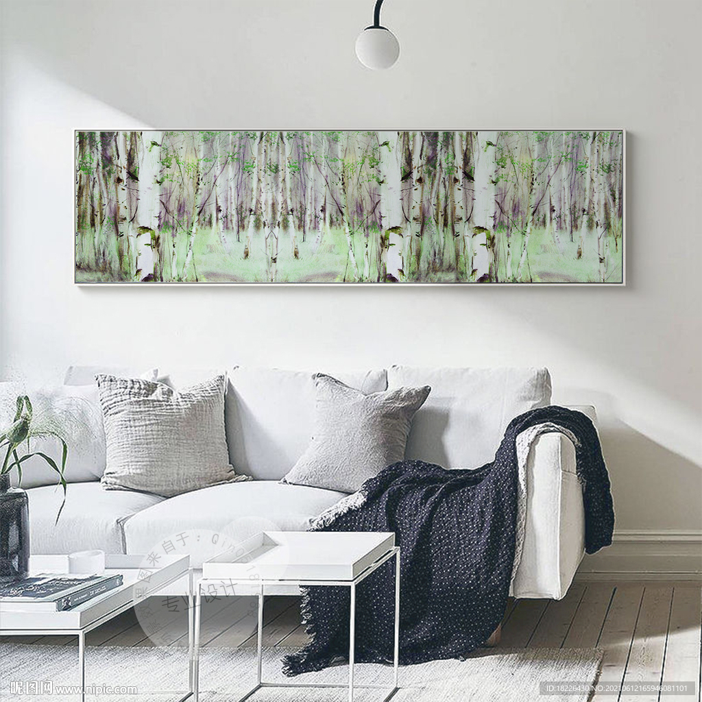 北欧简约森林油画无框画装饰画