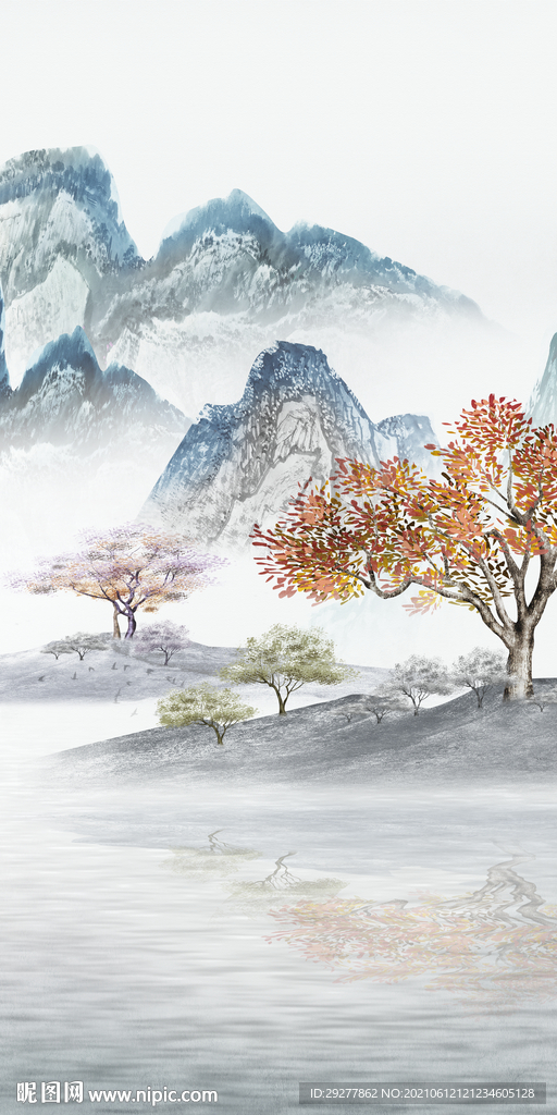 背景墙玄关高档山水 tif分层