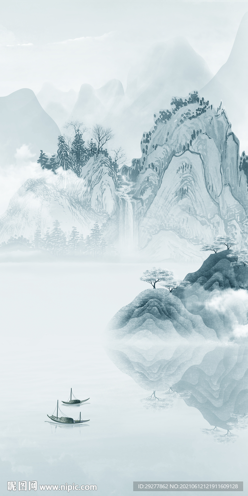 别墅 玄关高档山水 tif分层