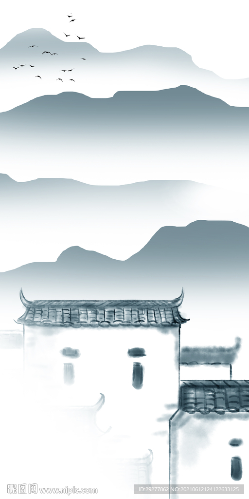 徽派玄关高档山水 tif分层