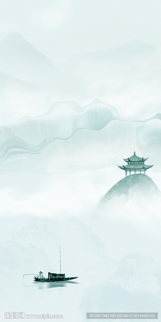 意境玄关高档山水 tif分层