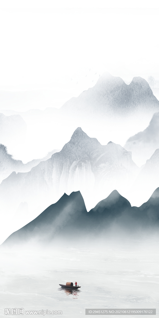 别墅玄关唯美山水 分层文件 