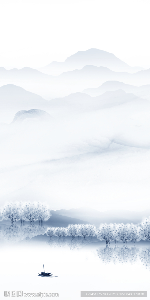 新款玄关唯美山水 分层文件 