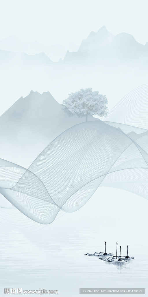 最新玄关唯美山水 分层文件 