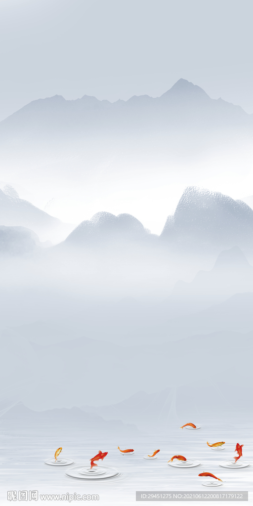 意境玄关唯美山水 分层文件 