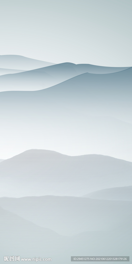 新中式玄关唯美山水 分层文件 