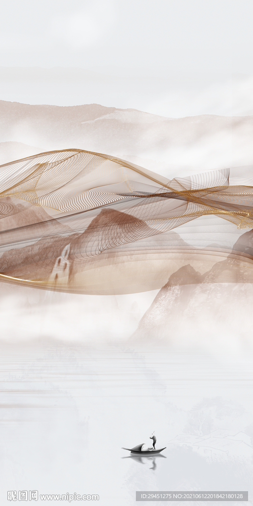 高雅 玄关唯美山水 分层文件 