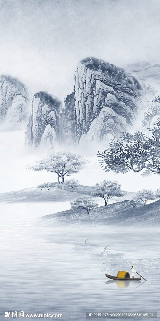 爆款唯美意境山水 tif分层