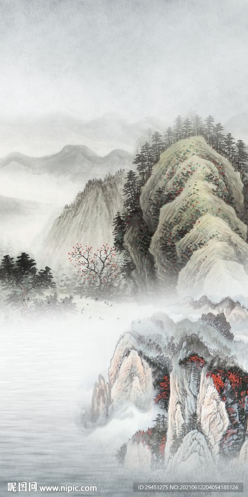 高档 玄关唯美山水 分层文件 