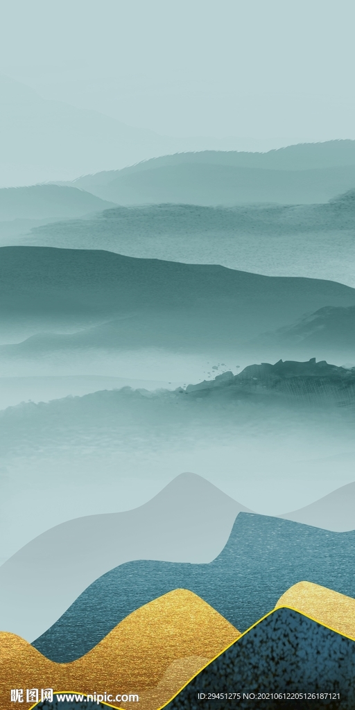 新款中式唯美山水 文件分层