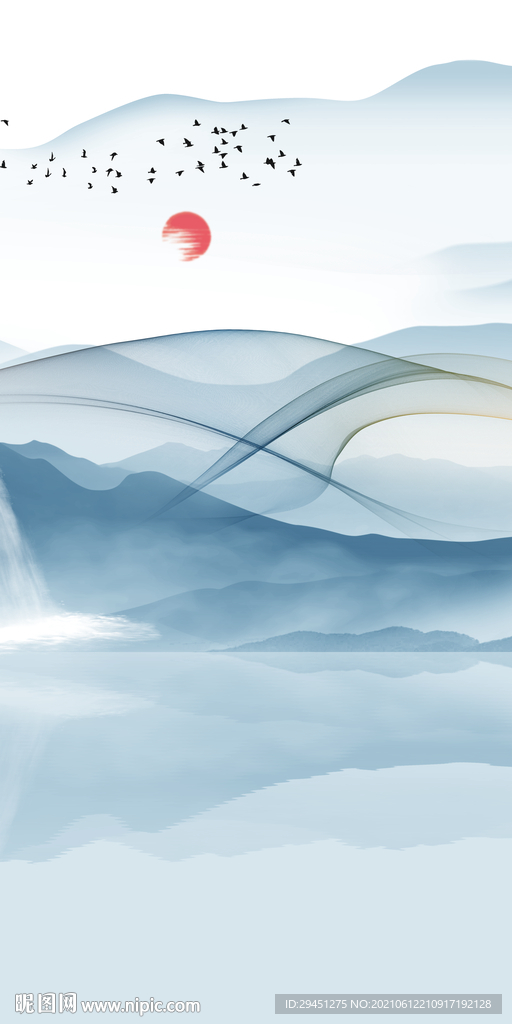 新中式唯美意境山水 tif分层