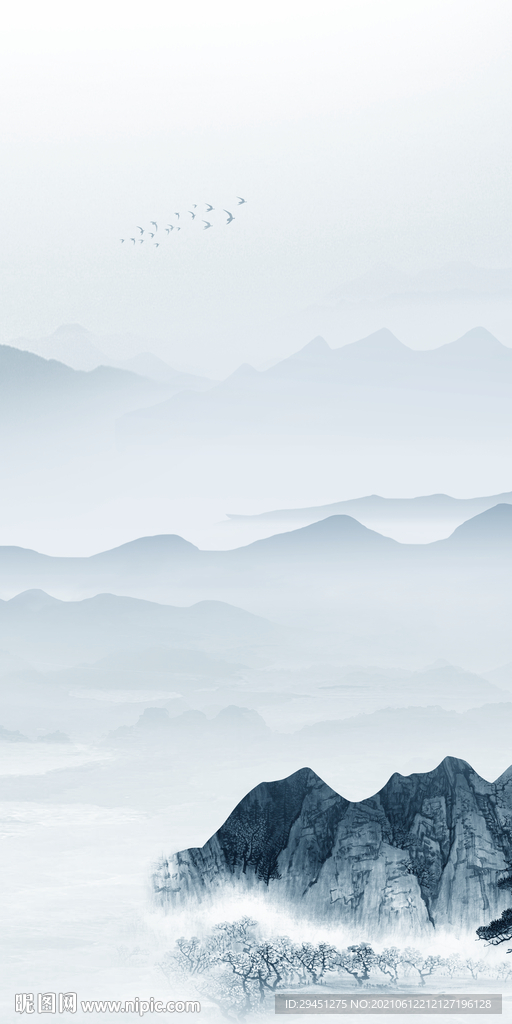 高档 中式唯美山水 文件分层