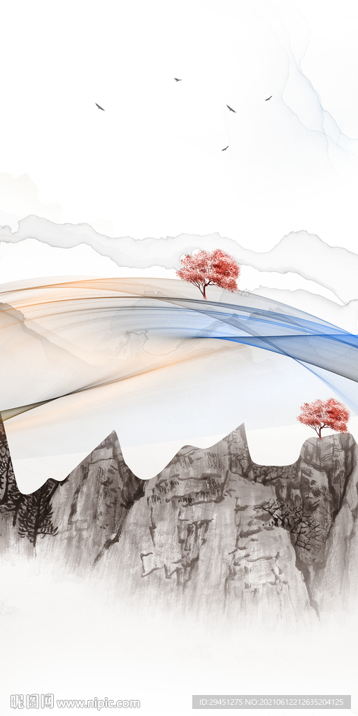 高档 唯美意境山水 tif分层