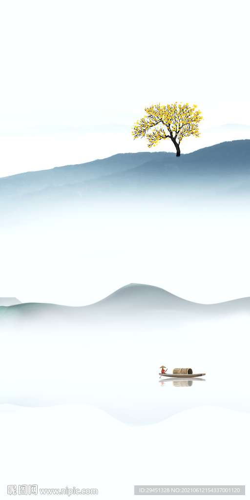 中国风玄关山水 文件TIF分层