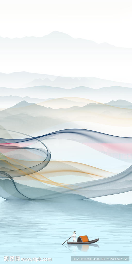 背景墙风景唯美山水 文件分层 