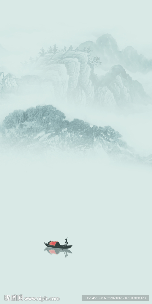 蓝色 风景唯美山水 文件分层 