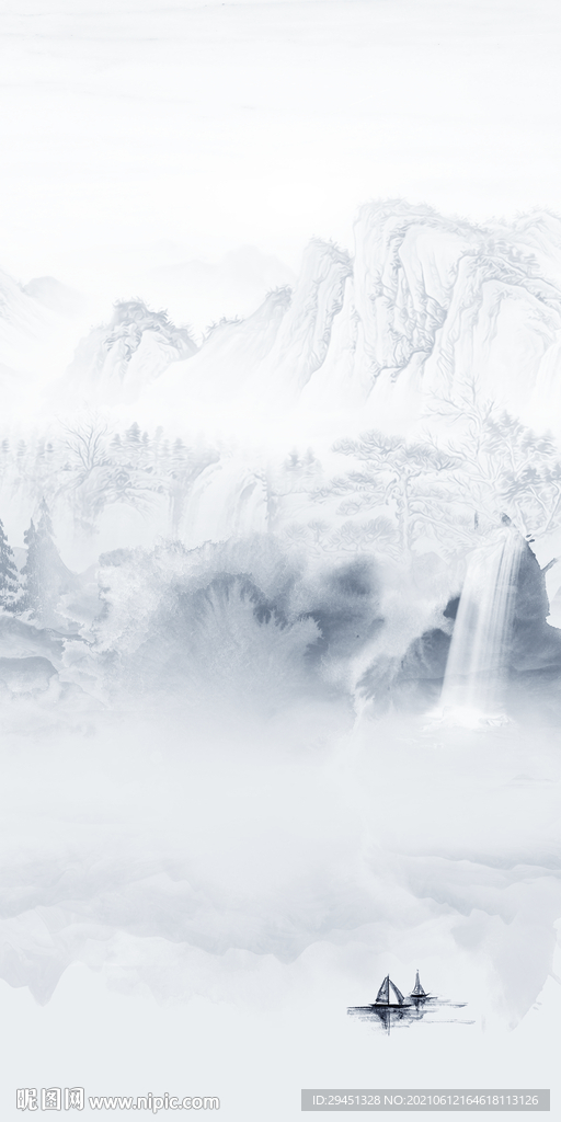 最新唯美山水玄关 文件分层 