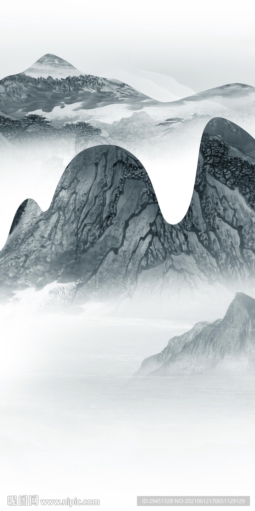 人气 唯美山水玄关 文件分层 