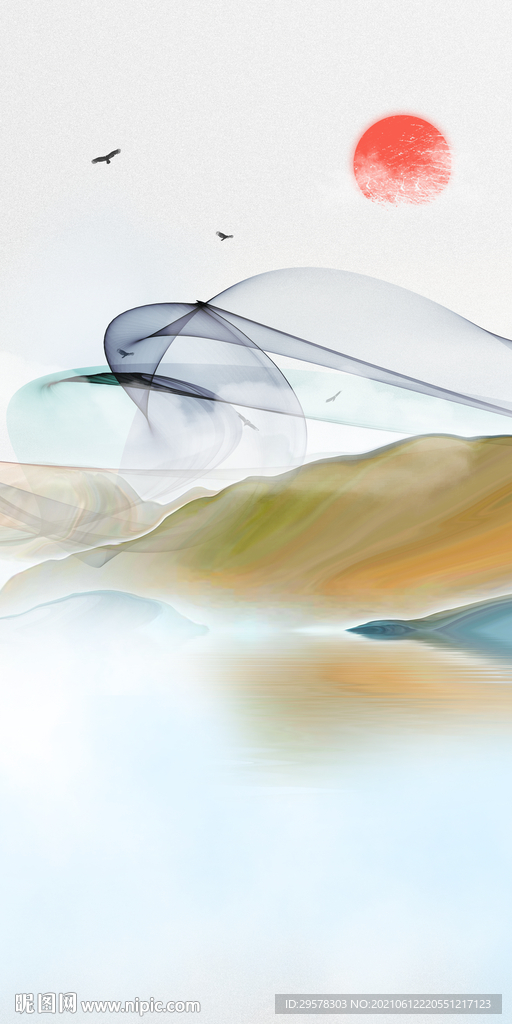 新款玄关背景山水 tif分层