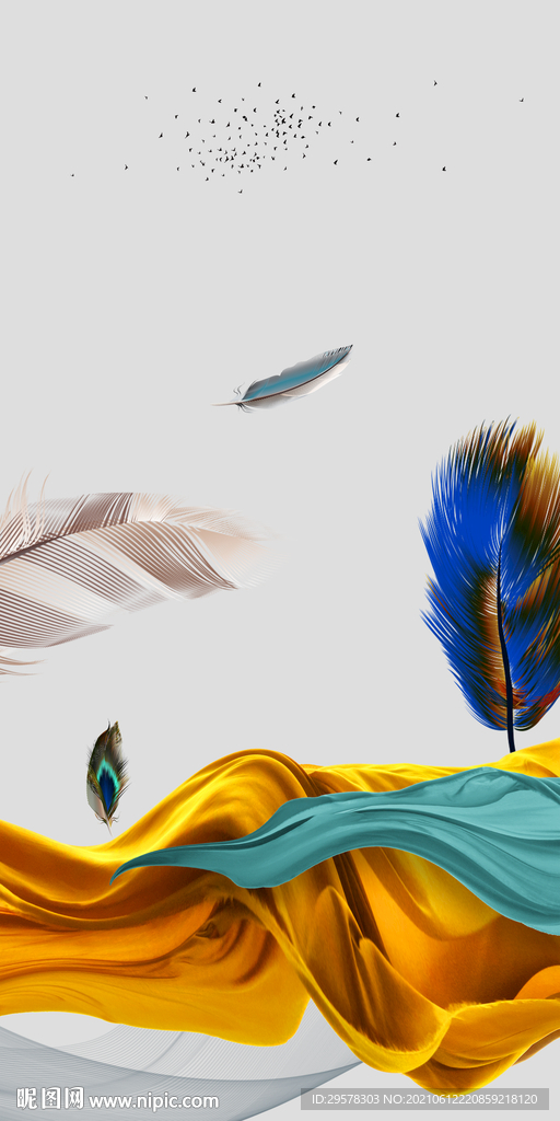 高档 玄关背景山水 tif分层