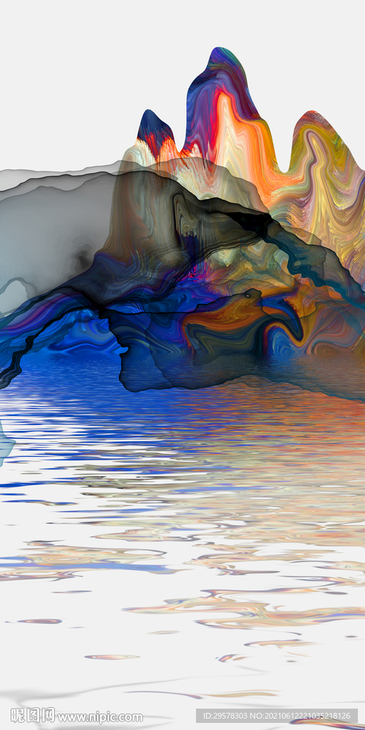 玄关简约 背景山水 tif分层