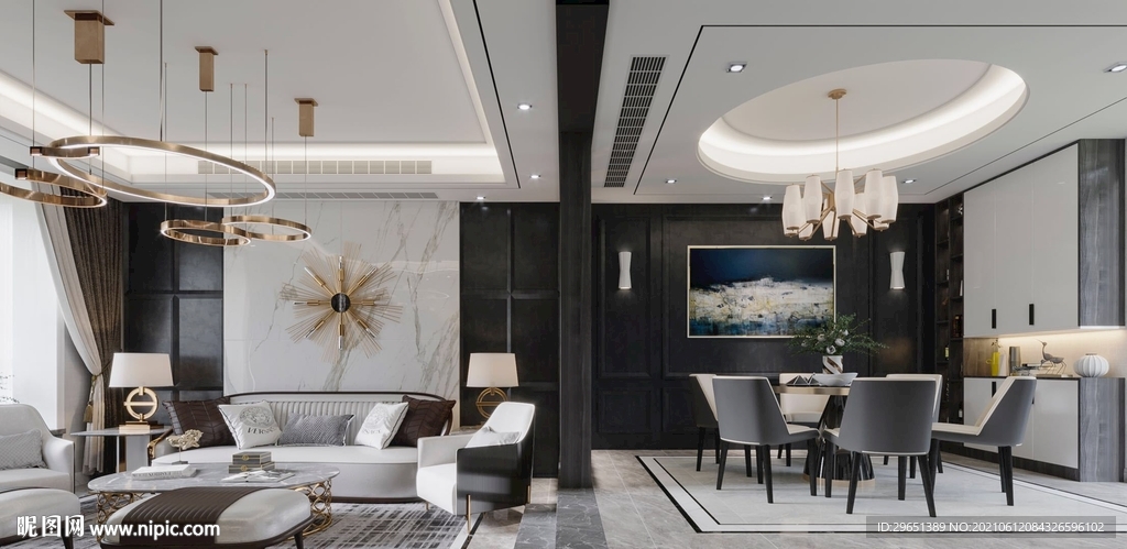 客厅轻奢风效果图