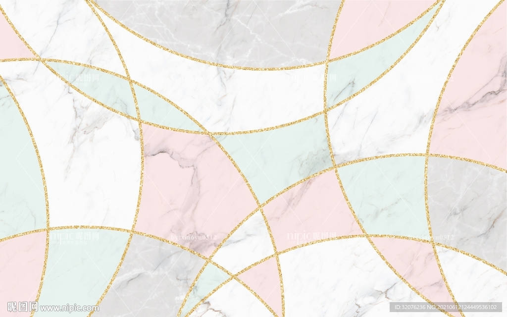 金箔边重叠几何大理石背景墙