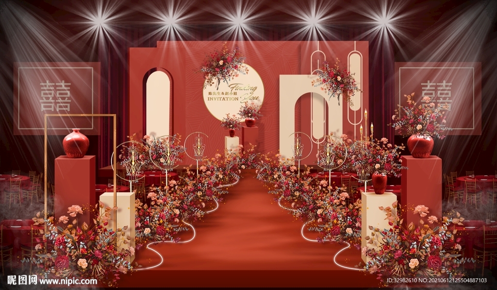 橘红色主题婚礼   