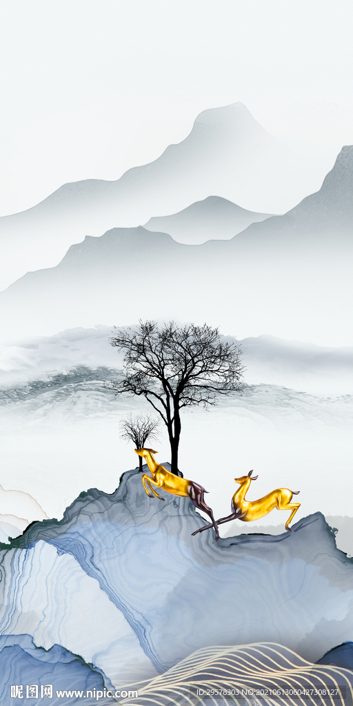 新款 高清背景山水 tif分层