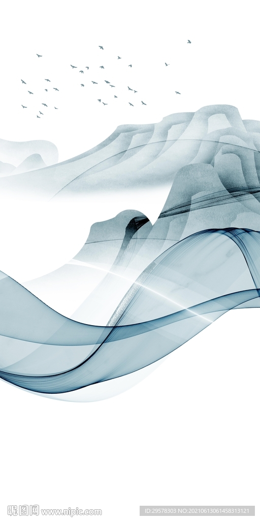 中式高清背景山水 tif分层