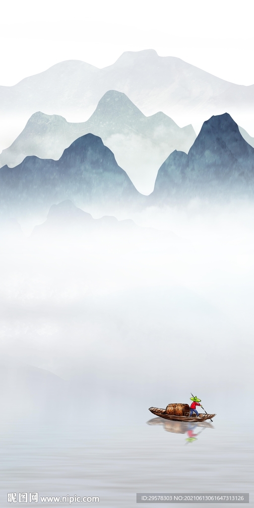 水墨高清背景山水 tif分层