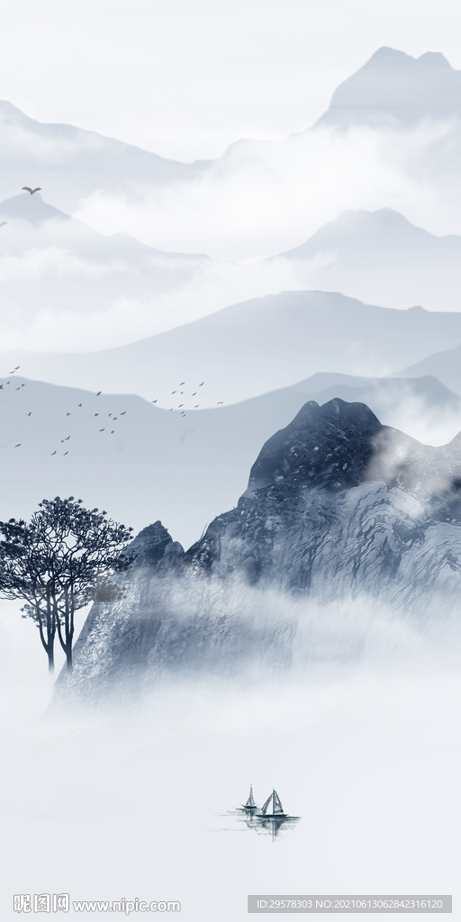 人气高清背景山水 tif分层