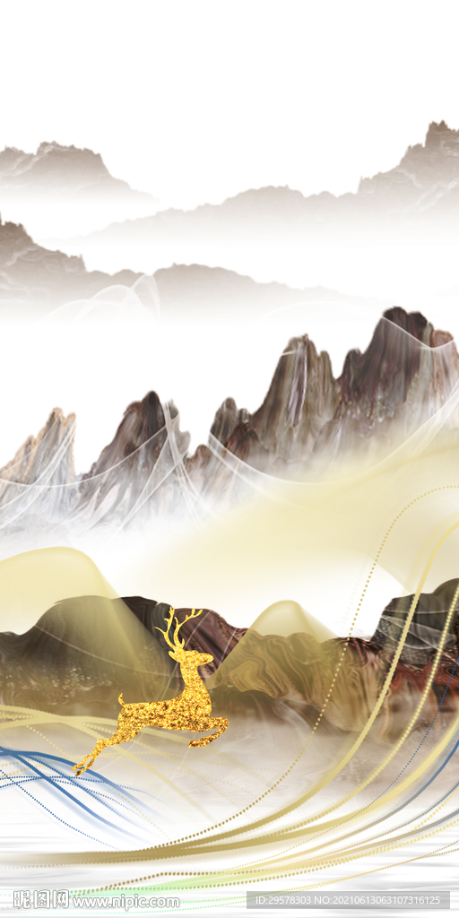 新品中式高雅山水 tif分层