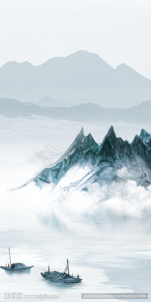 最新中式高雅山水 tif分层