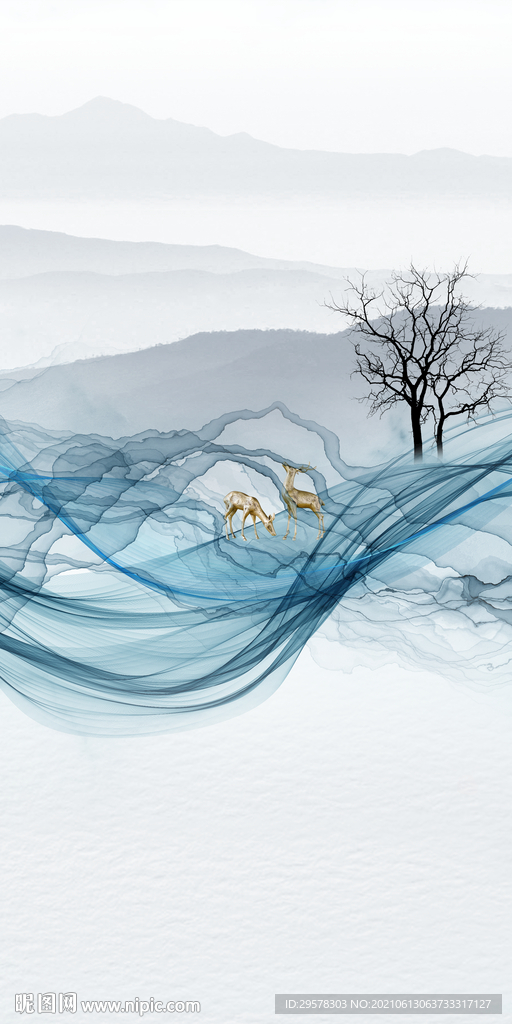 新款中式高雅山水 tif分层