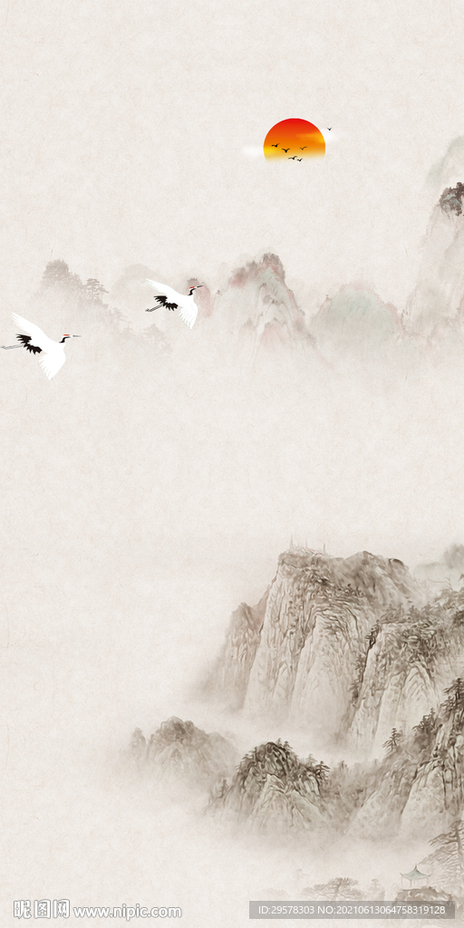 国画中式高雅山水 tif分层