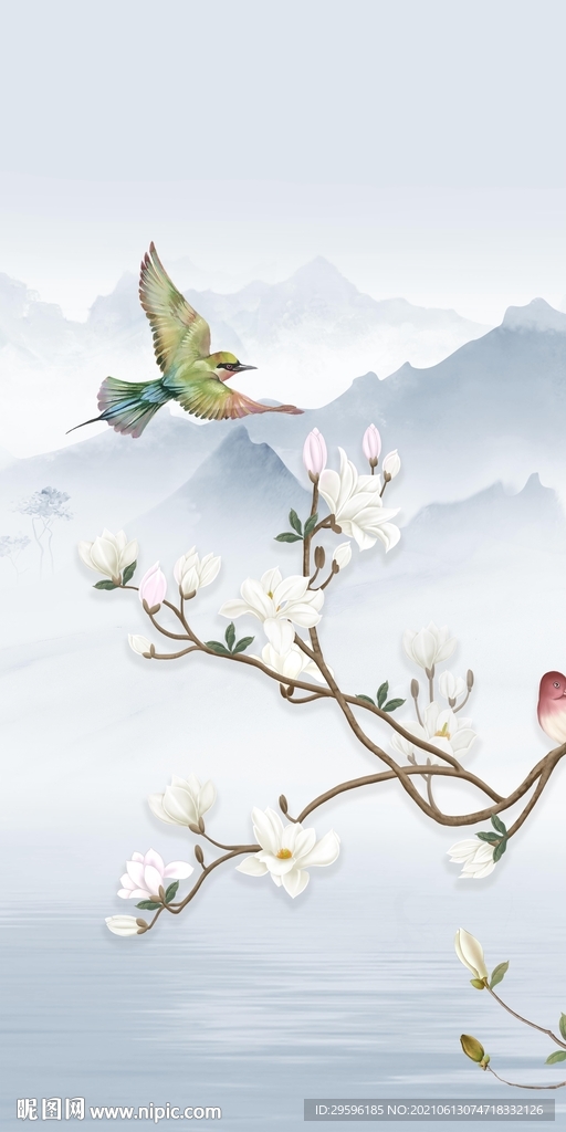 花鸟山水新画 tif玄关分层