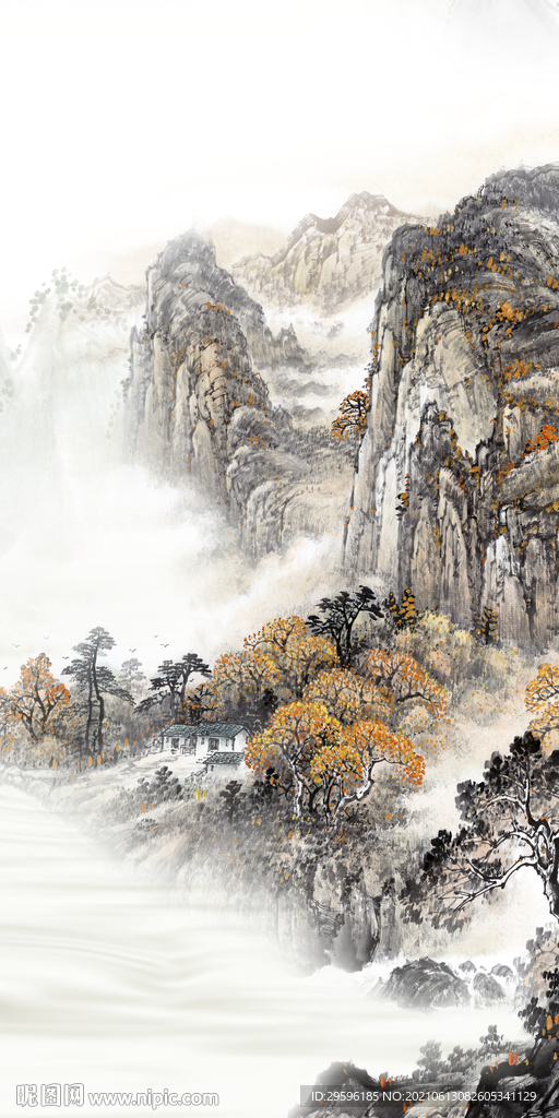 国画玄关唯美新画 tif分层