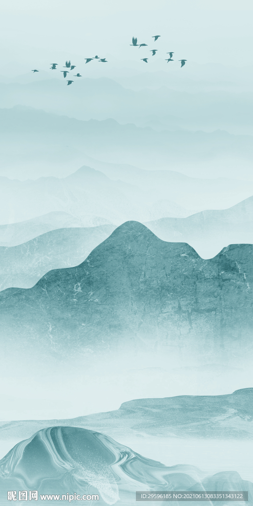 蓝色玄关唯美新画 tif分层