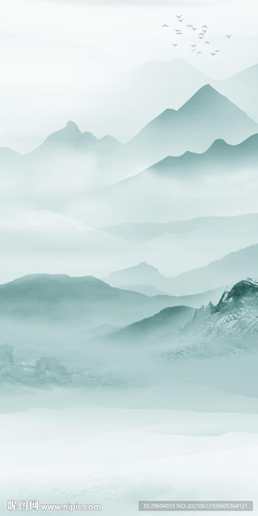 蓝色新山水风景 TIF分层图