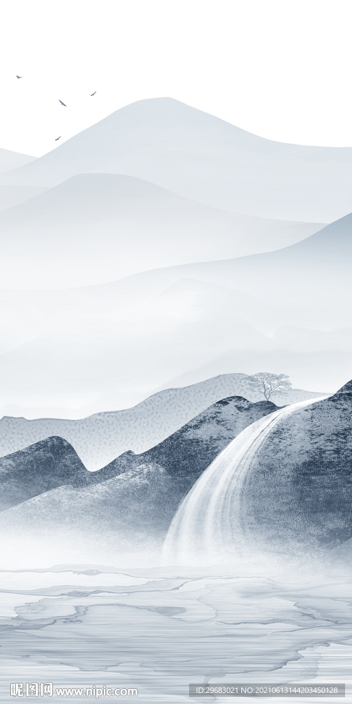 人气山水新玄关画 分层文件 